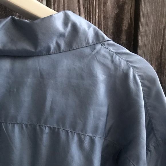 VINTAGE FRENCH SILK! Chic Baby Blue, Vintage, French, Silk Blouse. - Picture 5 of 8